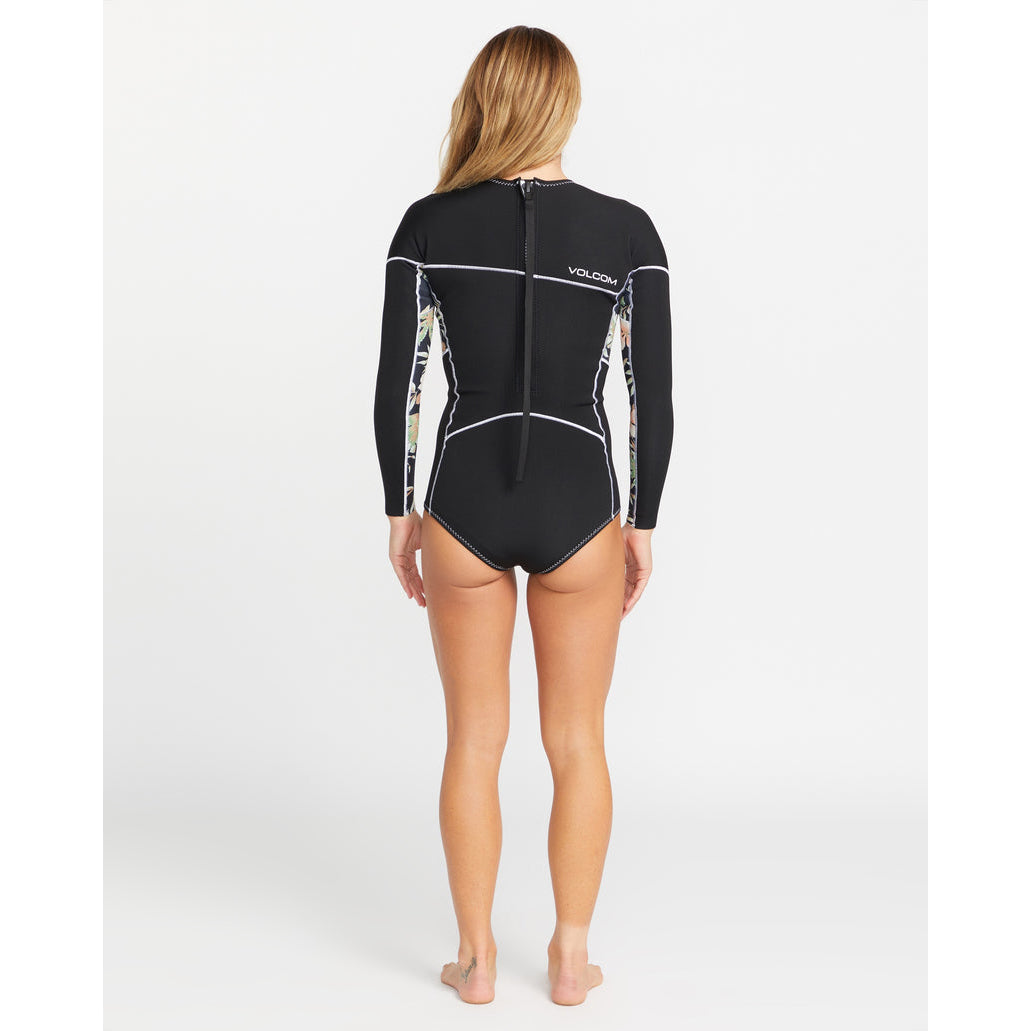 1mm Women's Volcom Modulator Long Sleeve Back Zip Wetsuit Springsuit - Black