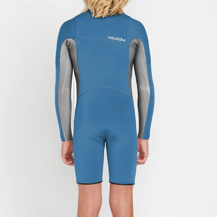 2/2 Boys Volcom Long Sleeve Chest Zip Spring Wetsuit - Cruizer Blue
