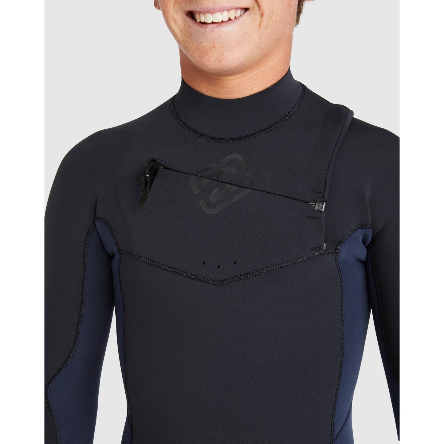3/2 Boy's Billabong Absolute Natural Chest Zip Steamer Wetsuit Dark Navy
