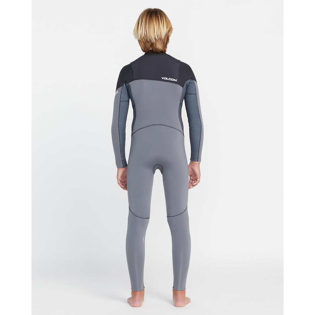 3/2 Boys Volcom Long Sleeve Chest Zip Full Wetsuit - Charcoal