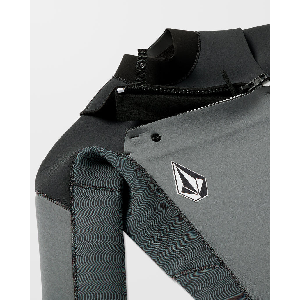 3/2 Boys Volcom Long Sleeve Chest Zip Full Wetsuit - Charcoal