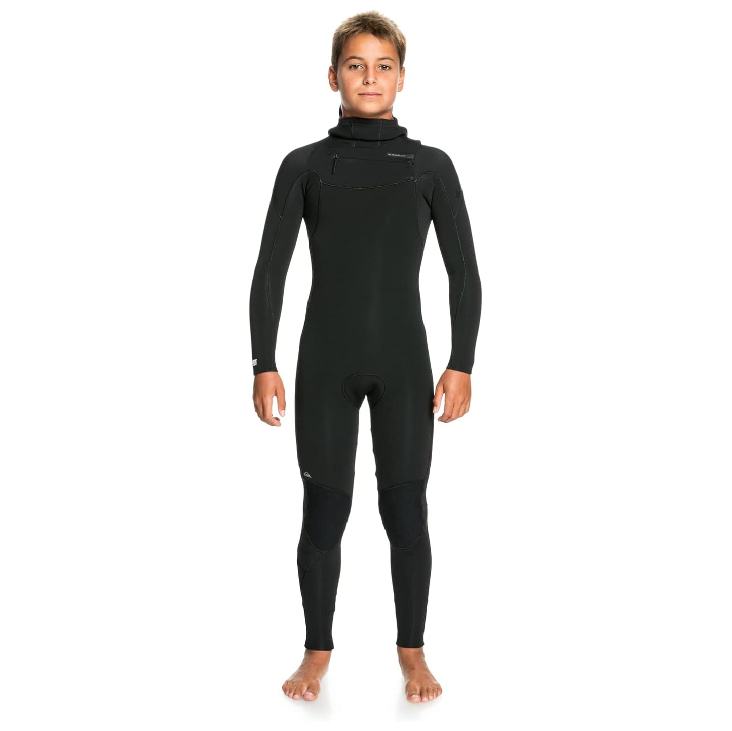4/3 Boys Quiksilver Everyday Sessions Chest Zip Hooded Wetsuit - Black **1-2 WEEKS 🚚**