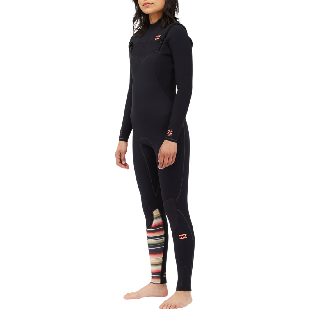 4/3 Women’s Billabong Furnace Comp Chest Zip Wetsuit  - Black/Army Green
