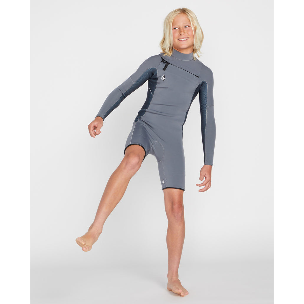 2mm Big Boys Volcom Modulator Chest Zip Long Sleeve Springsuit - Charcoal