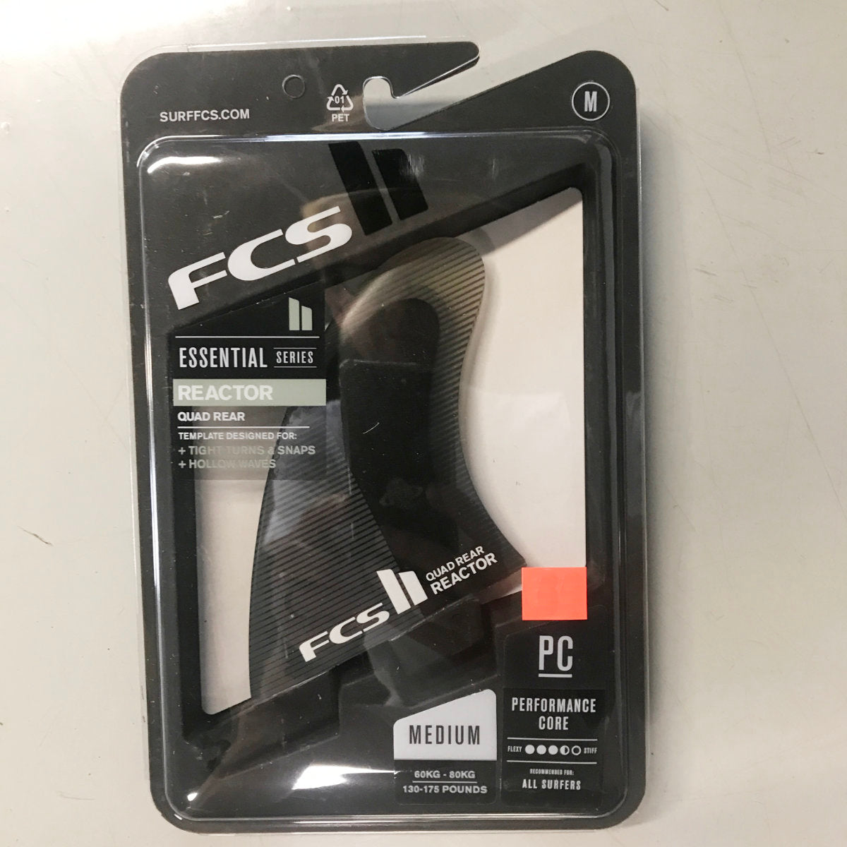 FCS II QUAD REARS Reactor PC Medium Charcoal/Black Fins