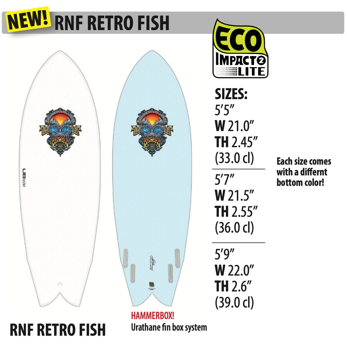 Libtech - Lost RNF Retro Fish 5'9 (Compatible with FCSII fin