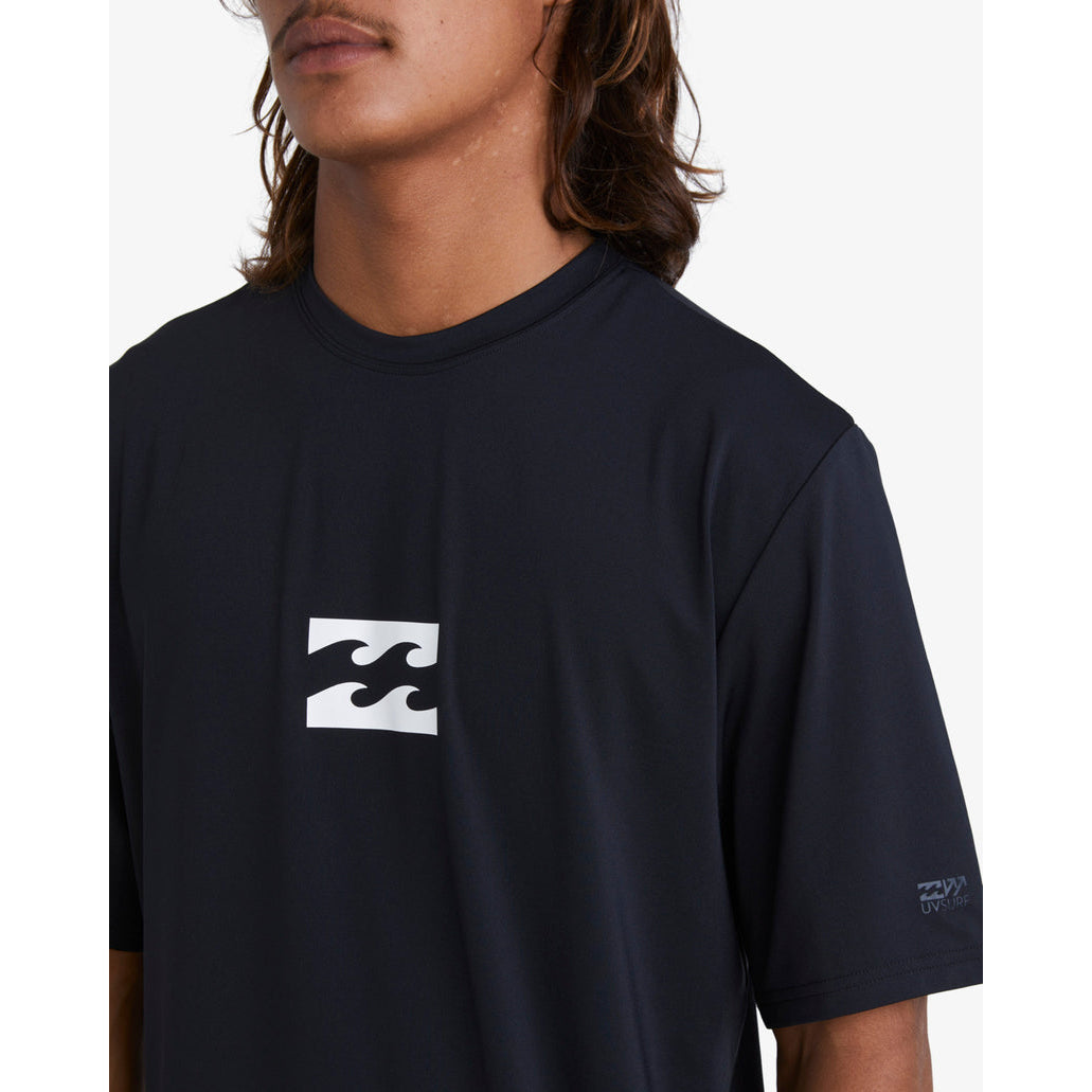 Men's Rash Guard -  Billabong All Day Wave Loose Fit Short Sleeve Surf Tee - Black