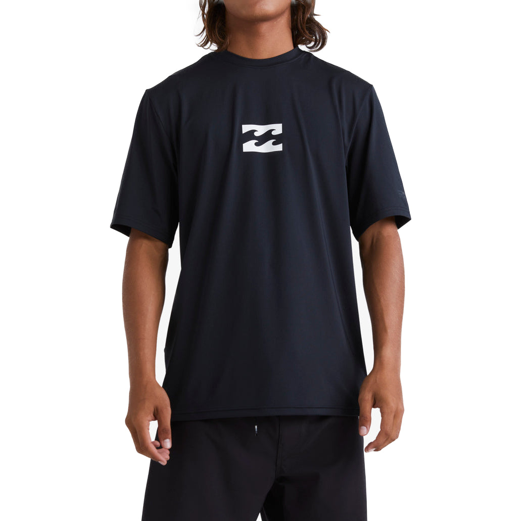 Men's Rash Guard -  Billabong All Day Wave Loose Fit Short Sleeve Surf Tee - Black