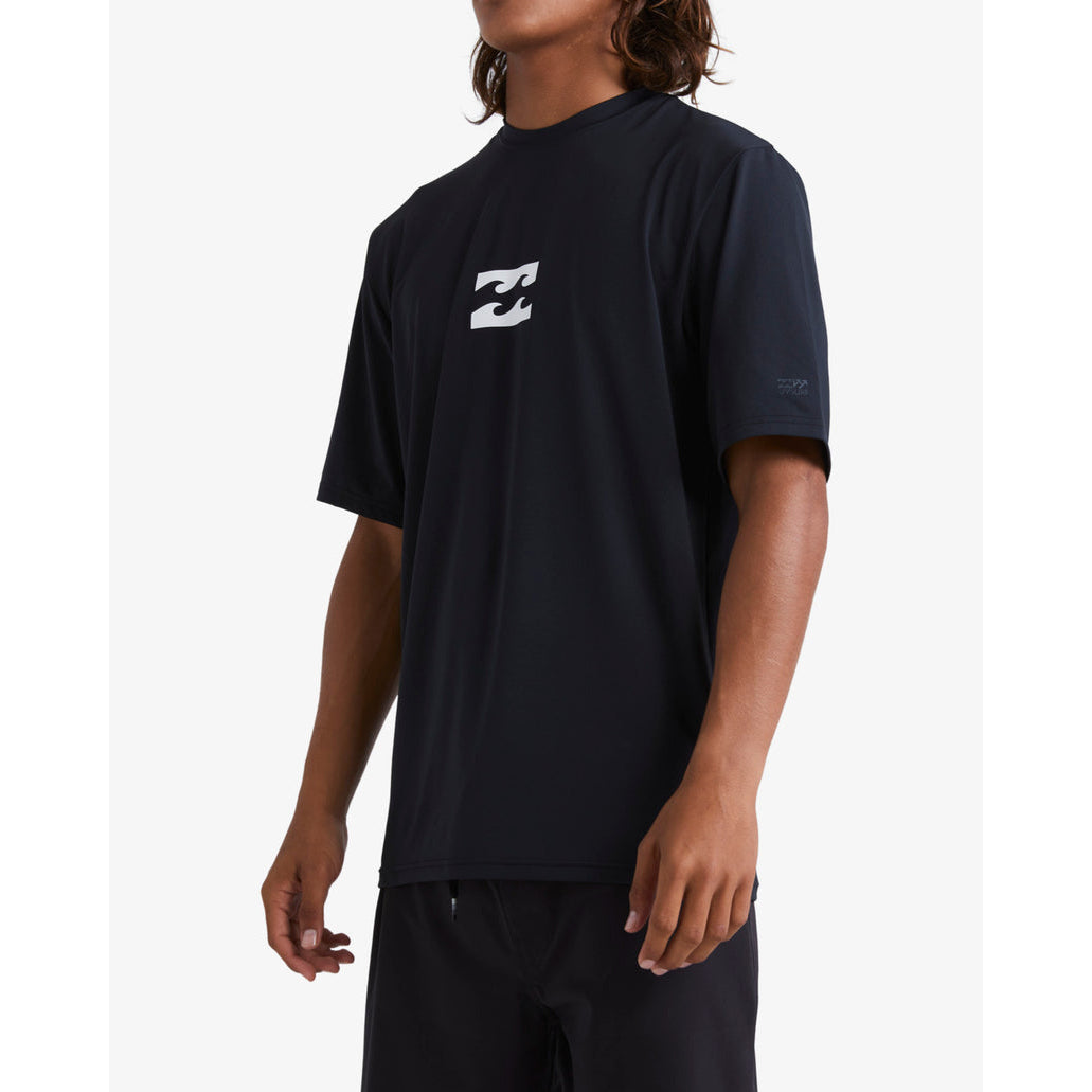 Men's Rash Guard -  Billabong All Day Wave Loose Fit Short Sleeve Surf Tee - Black
