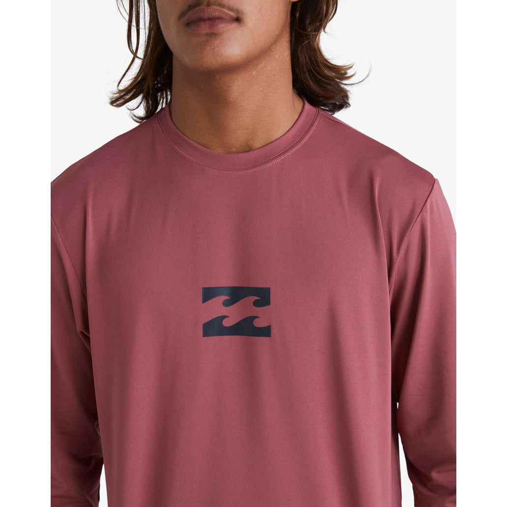 Men's Rash Guard - Billabong All Day Wave Loose Fit Long Sleeve Surf Tee - Rose Dust
