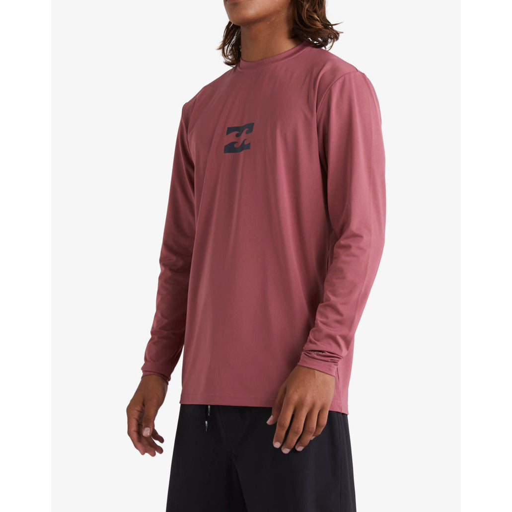 Men's Rash Guard - Billabong All Day Wave Loose Fit Long Sleeve Surf Tee - Rose Dust
