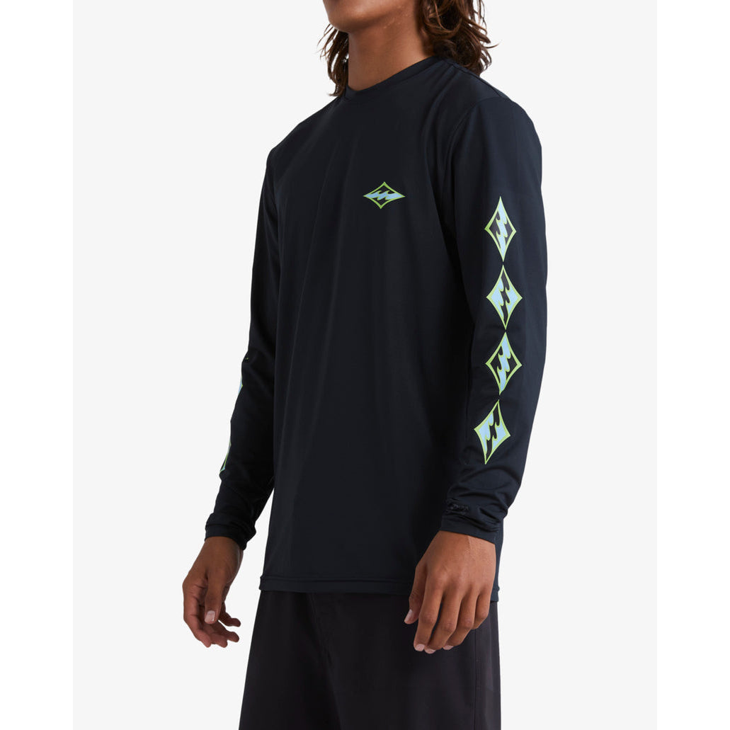Men's Rash Guard -  Billabong D-Bah Loose Fit Long-Sleeve Rashguard - Black