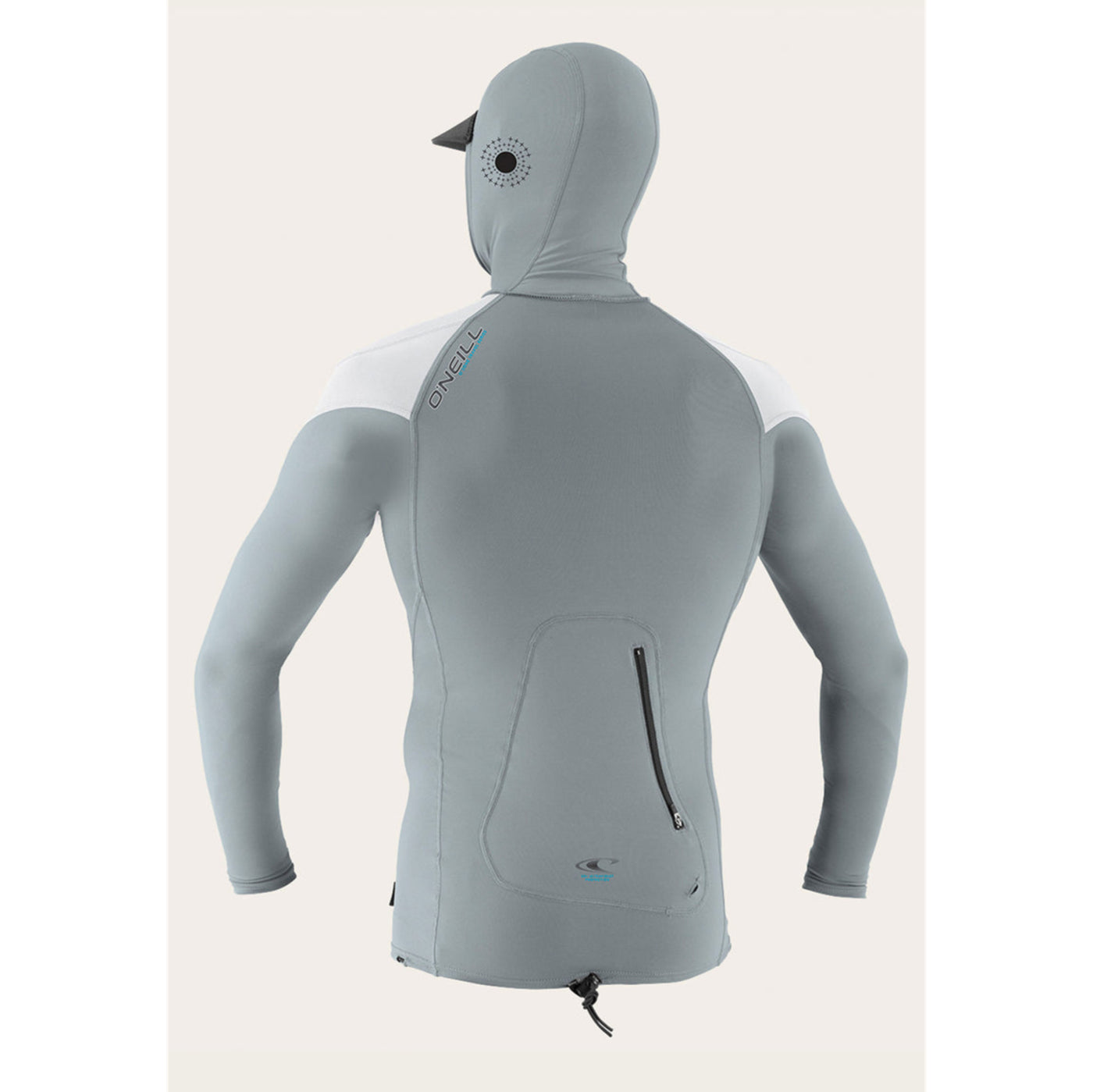 O'Neill Premium Skins O'Zone L/S Rash Guard W/ Hood - Cool grey white/white