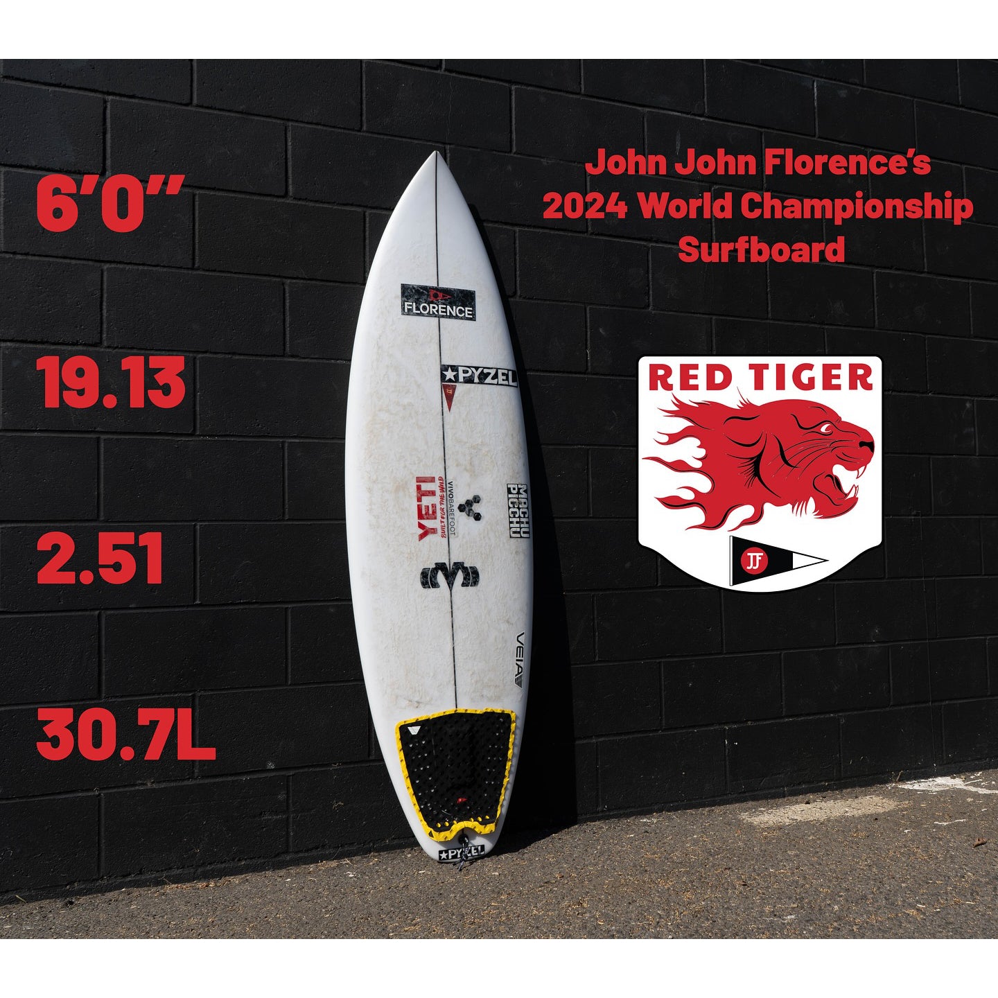 Pyzel - Red Tiger 6'0 XL - Futures 3 Fin