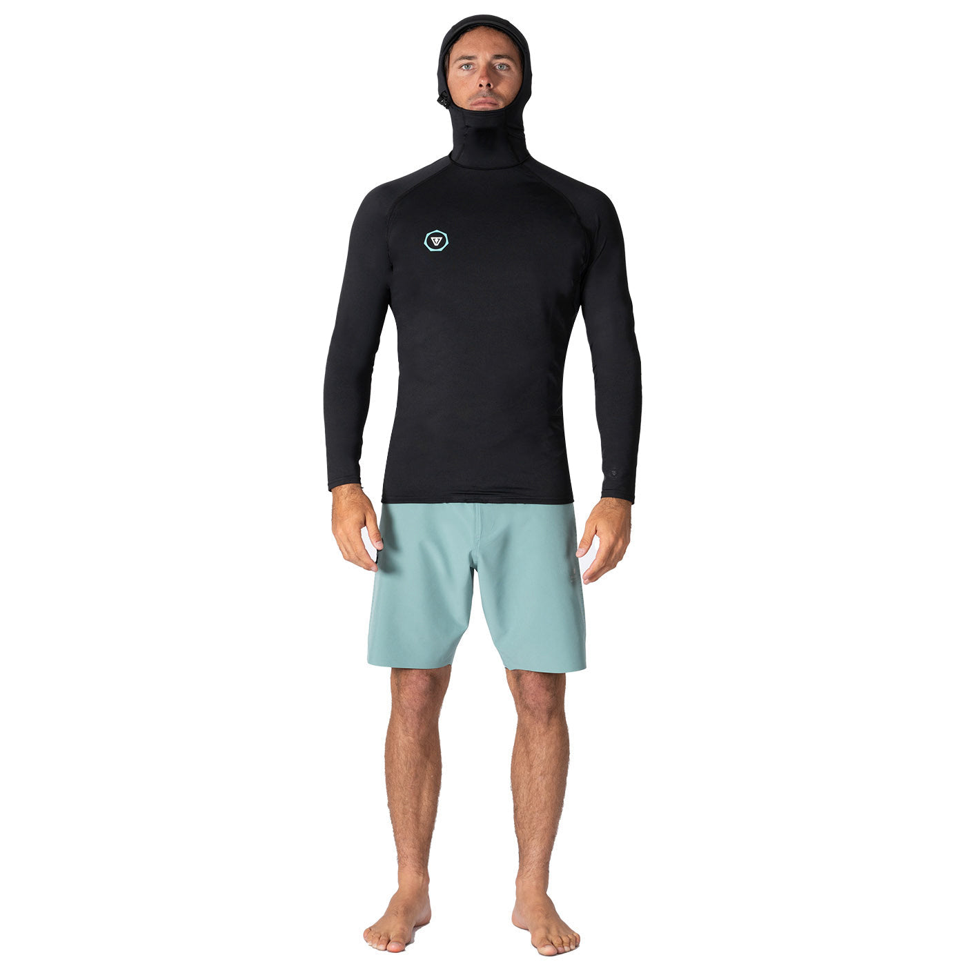 Rashie - Vissla WARM SEAS ECO HOODED - Long sleeve - LYCRA - Black