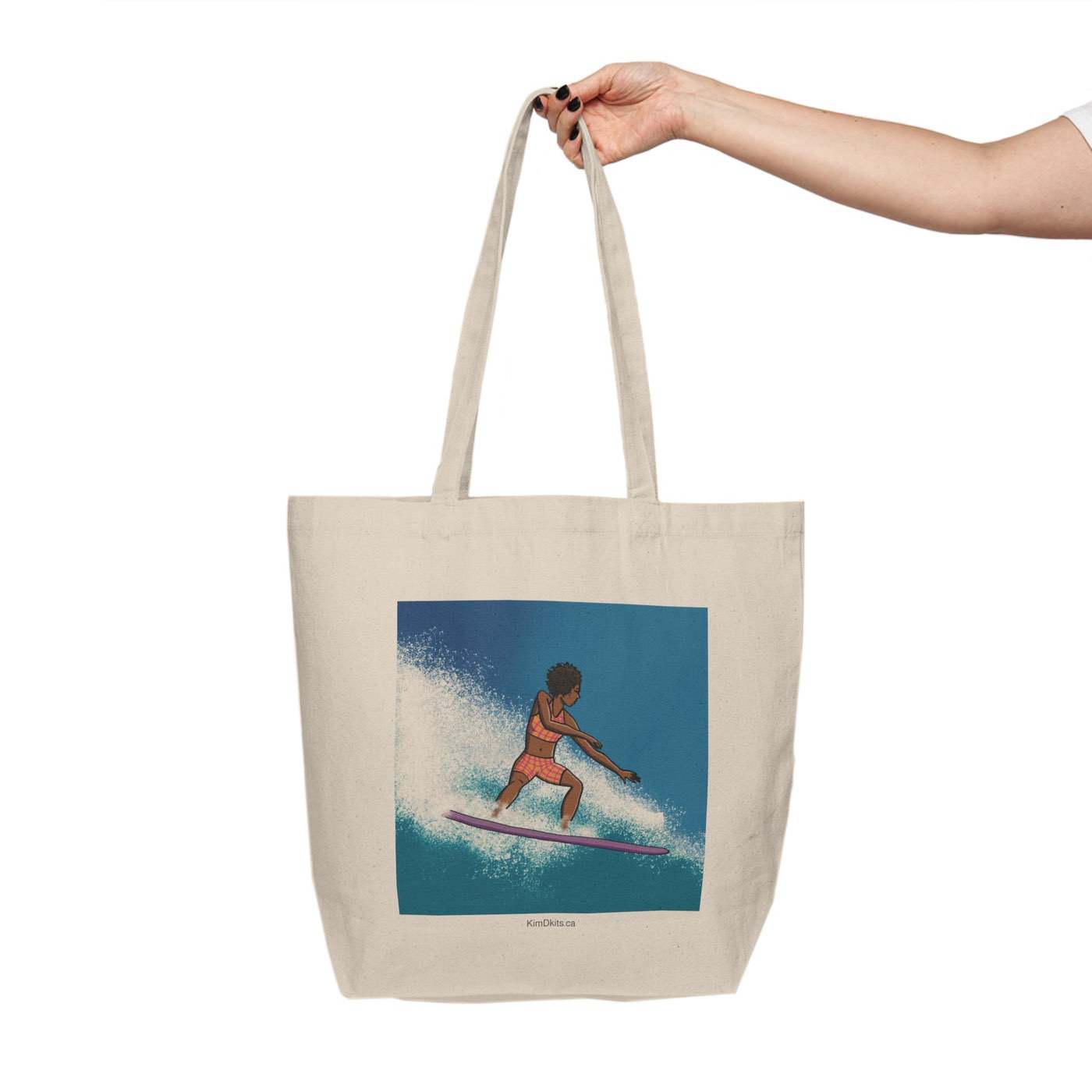 Tote Bag - Woman in Plaid with Pink Board
