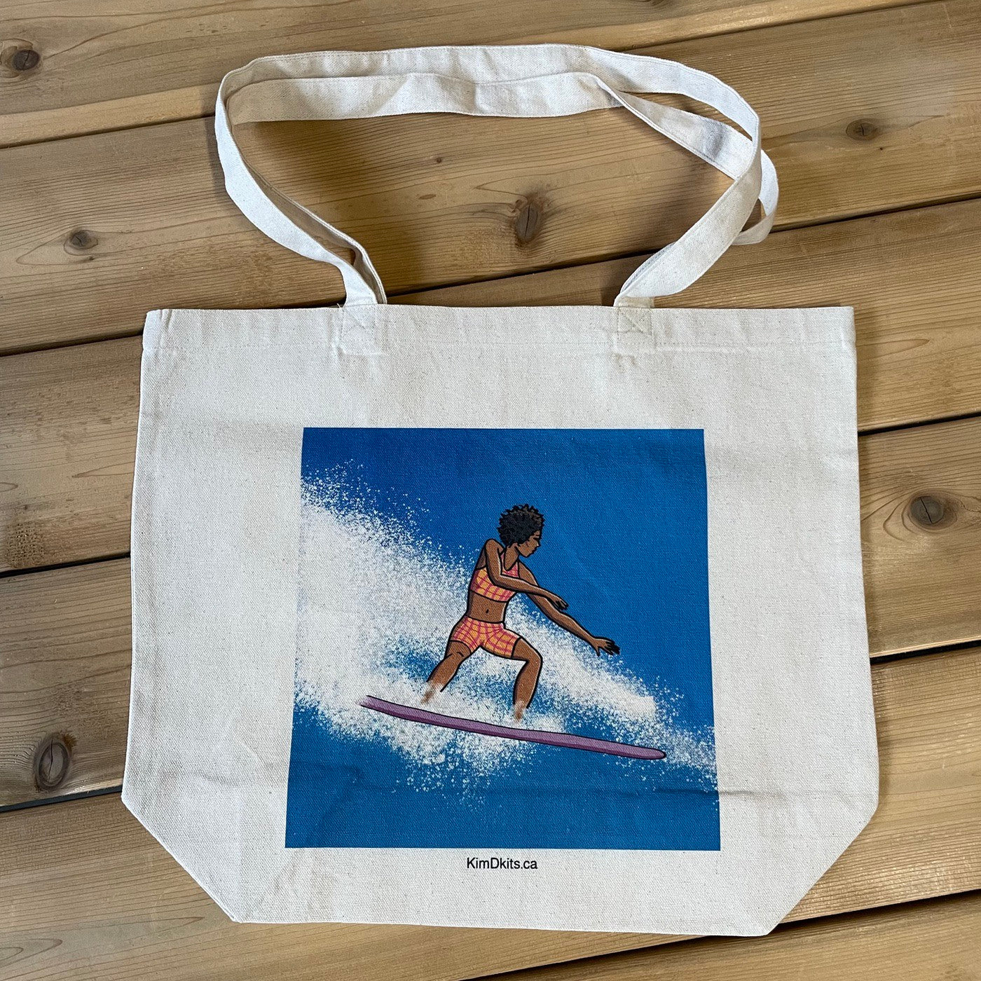 Tote Bag - Woman in Plaid with Pink Board