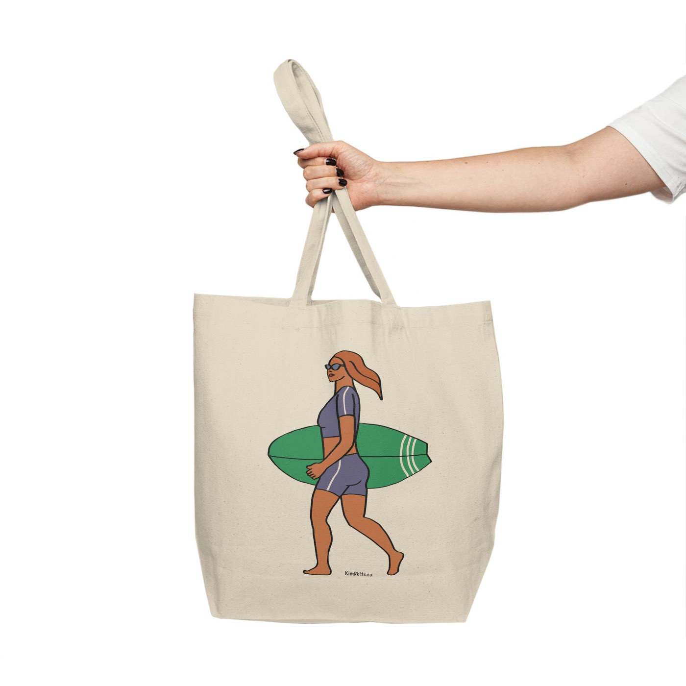 Tote Bag - Surfer with Green Board, Red Hair