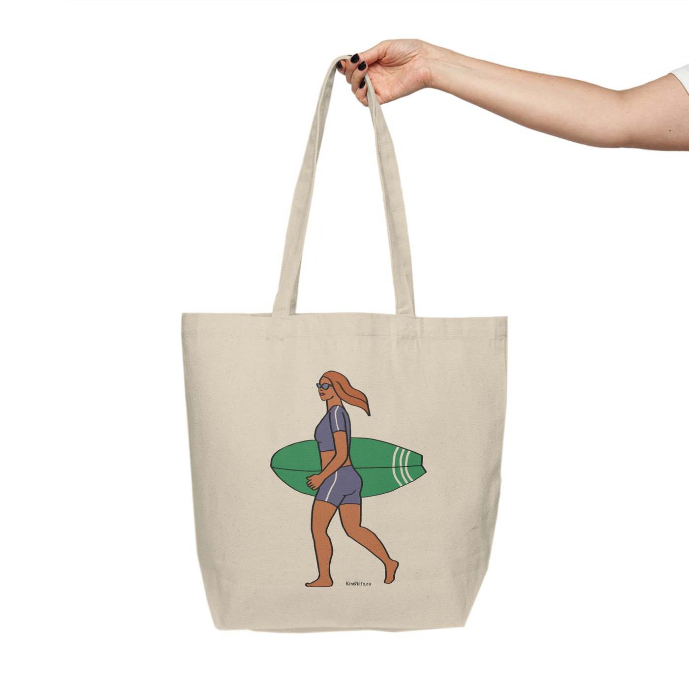 Tote Bag - Surfer with Green Board, Red Hair