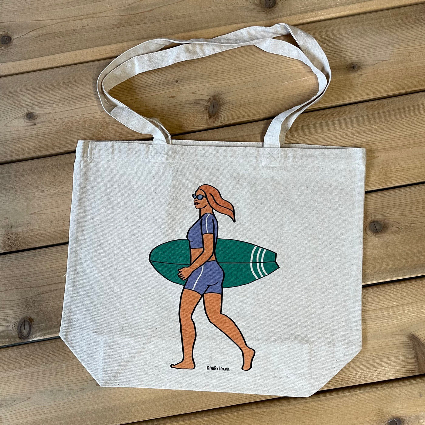 Tote Bag - Surfer with Green Board, Red Hair