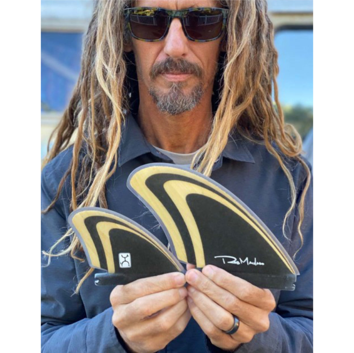 ENDORFINS QUAD - Machado Seaside Quad Fin - Bamboo/Black - Double Tab  (SCREWS INTO FCS2 FIN BOX)