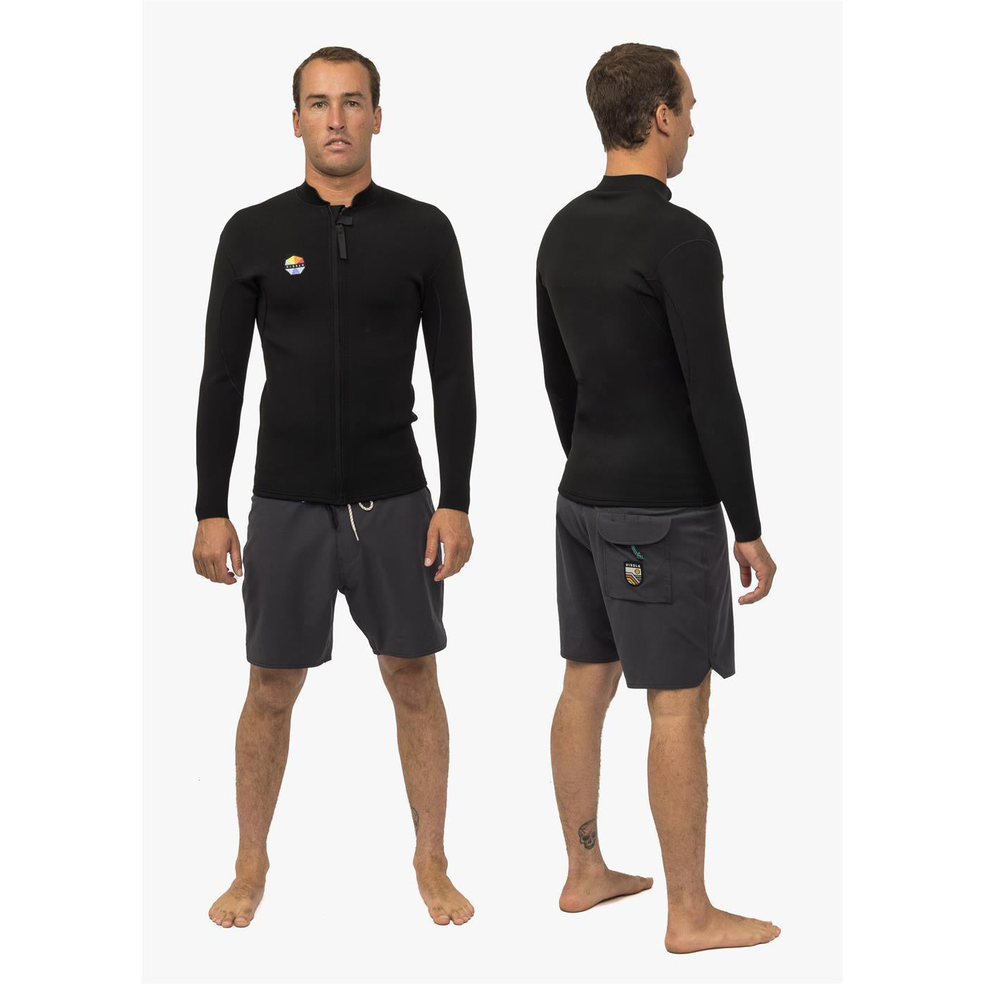 2mm Mens Vissla Solid Set Front Zip Jacket - DST - Dark Slate