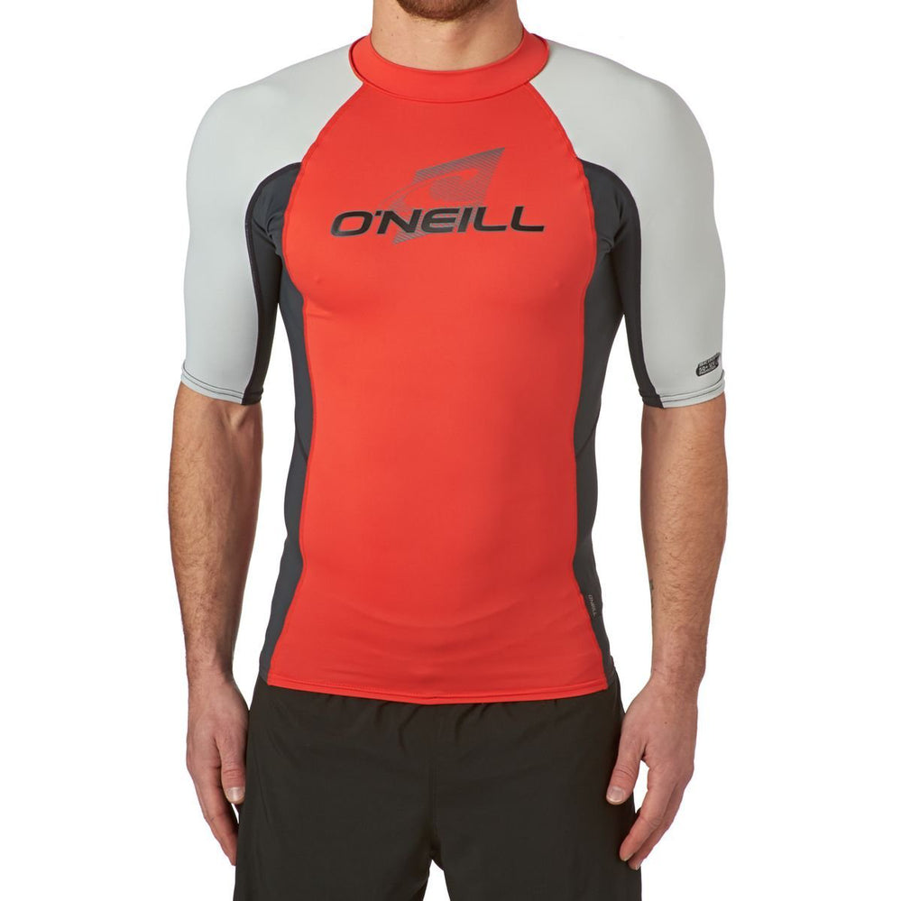 Mens Rashies O'Neill Skins Short Sleeve Crew Neonred/Graph/Lunar