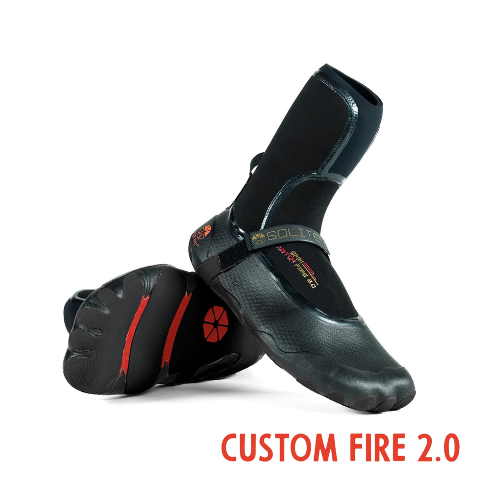 
                  
                    Booties 8mm SOLITE Custom FIRE 2.0 (Black/Red) - Includes 1mm Neoprene Heat Booster Socks
                  
                