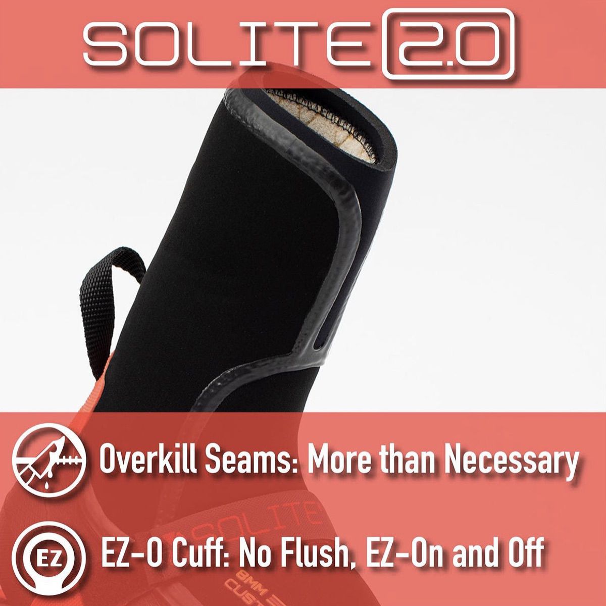 Booties 8mm SOLITE Custom FIRE 2.0 (Black/Red) - Includes 1mm Neoprene Heat Booster Socks
