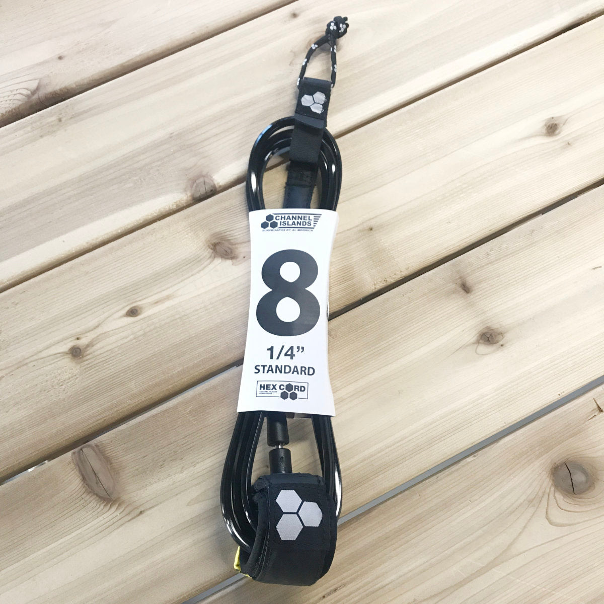 Leash - Channel Islands - 8 1/4 Hex Cord Standard Leash - (Black) (Grey Hex)