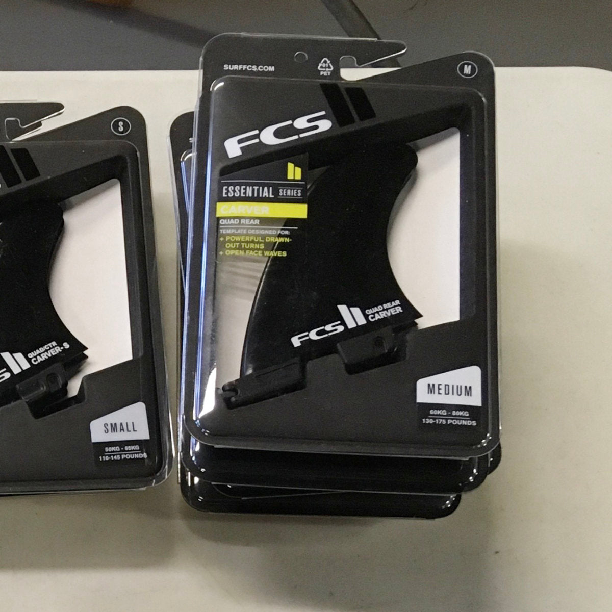 FCS II QUAD REAR Carver Glass Flex Fin Set Black Medium