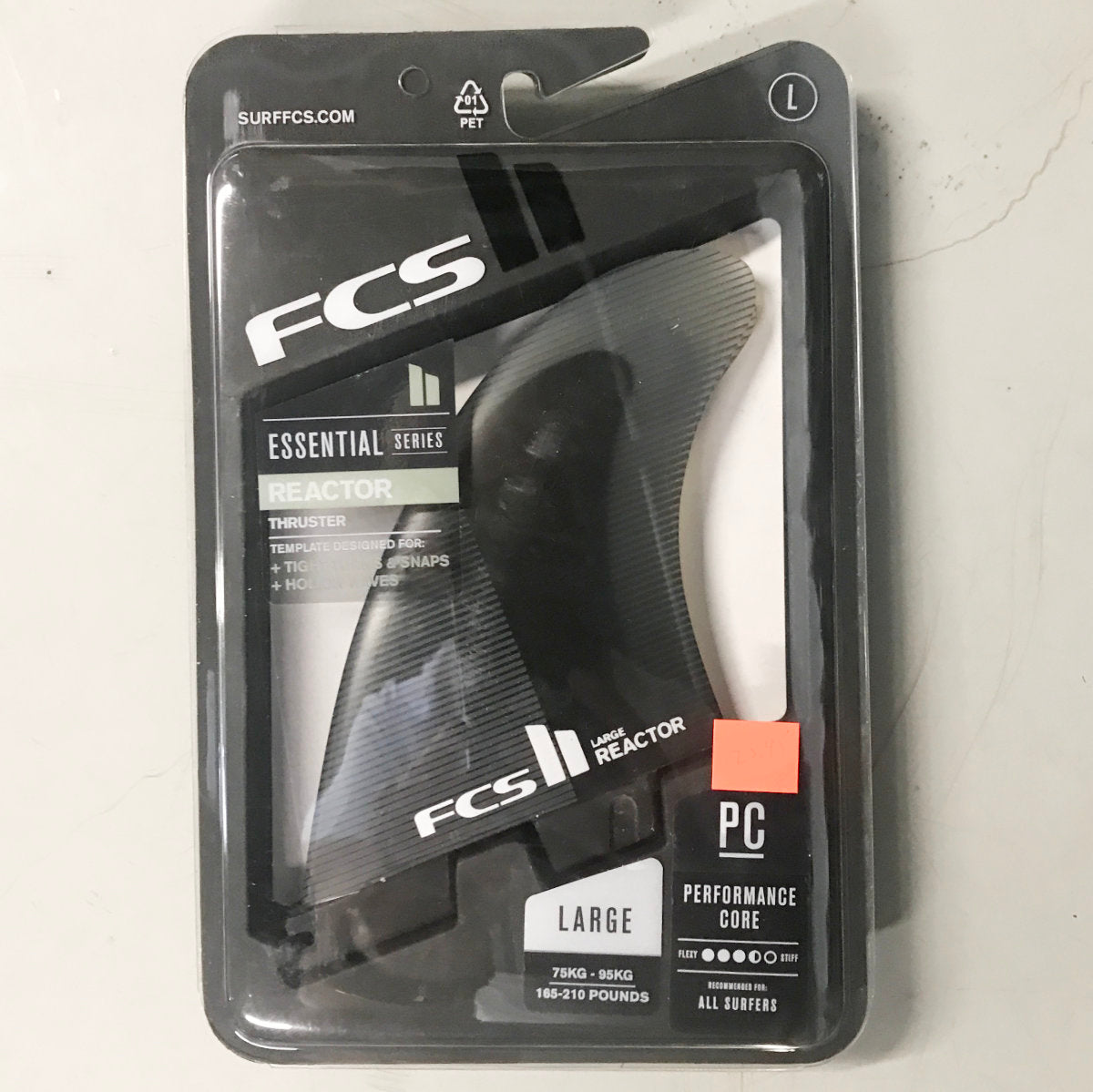 FCS II THRUSTER - Reactor PC Large Charcoal/Black Tri Fins