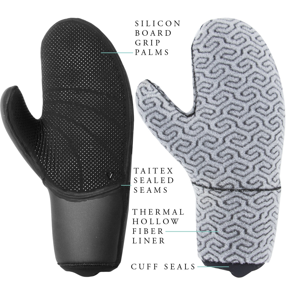 Gloves 7mm Vissla Seven Seas Mitten - Black