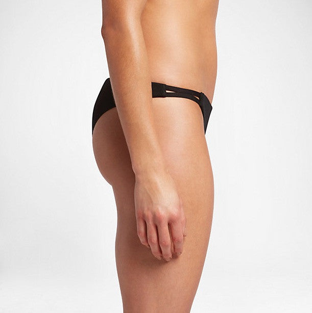 Hurley Women's Quick Dry Cheeky Swim Bottoms - Black (Ribbed)