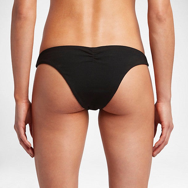Hurley Women's Quick Dry Cheeky Swim Bottoms - Black (Ribbed)
