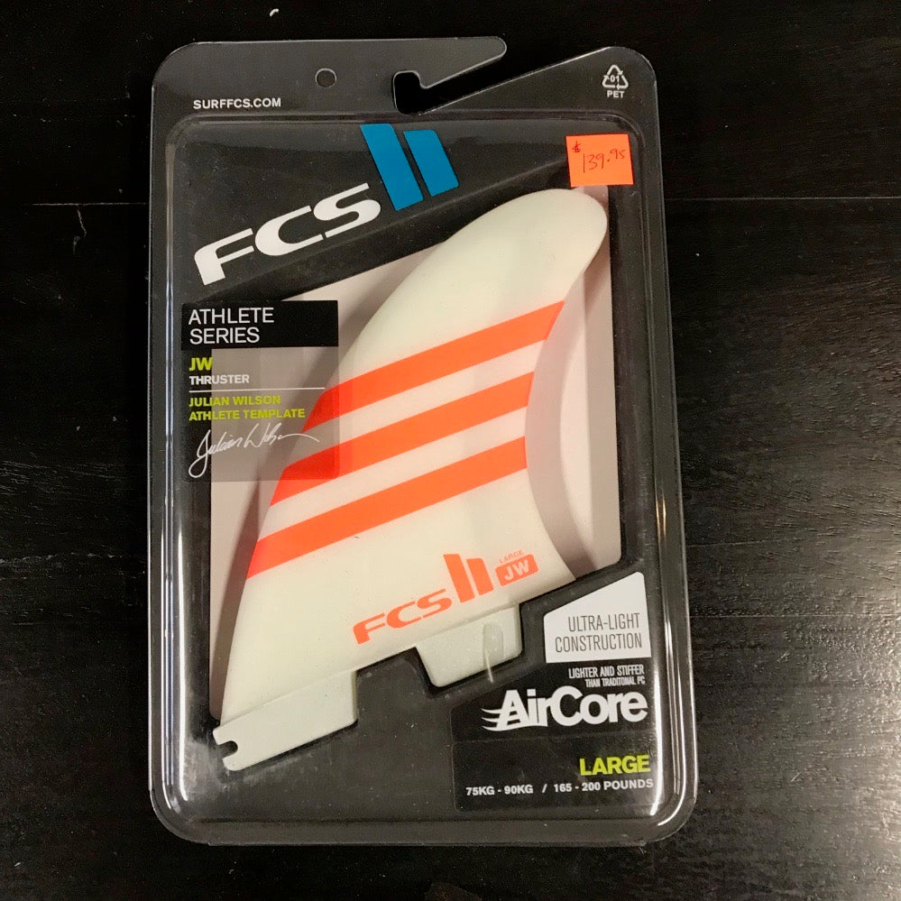 FCS II THRUSTER - Julian Wilson PC AIRCORE Tri Fins Large - Orange/White