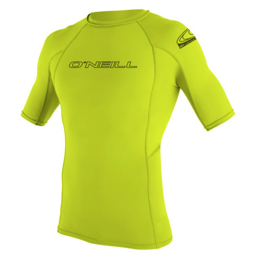 Mens Rashies O'Neill Skins Short Sleeve Crew Rash LIME