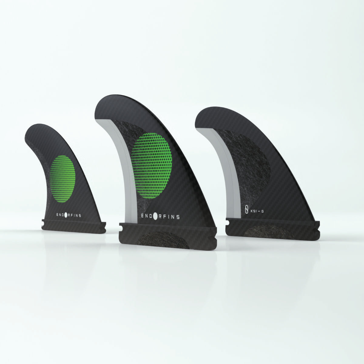 ENDORFINS THRUSTER - Slater KS1 3 Fin Small 1 TAB - Black/Green (SCREWS INTO FUTURES FIN BOX)