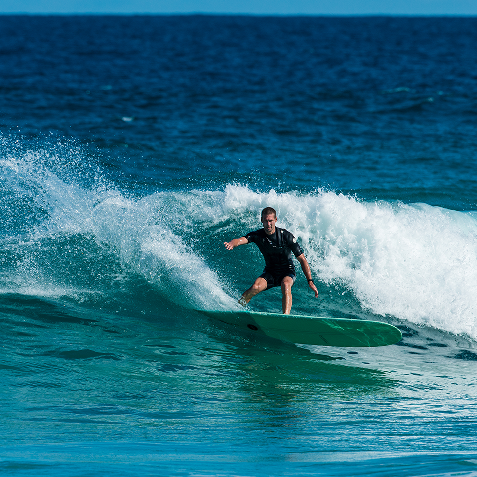Modern Longboard - 9'6 Retro PU Two Tone Blue
