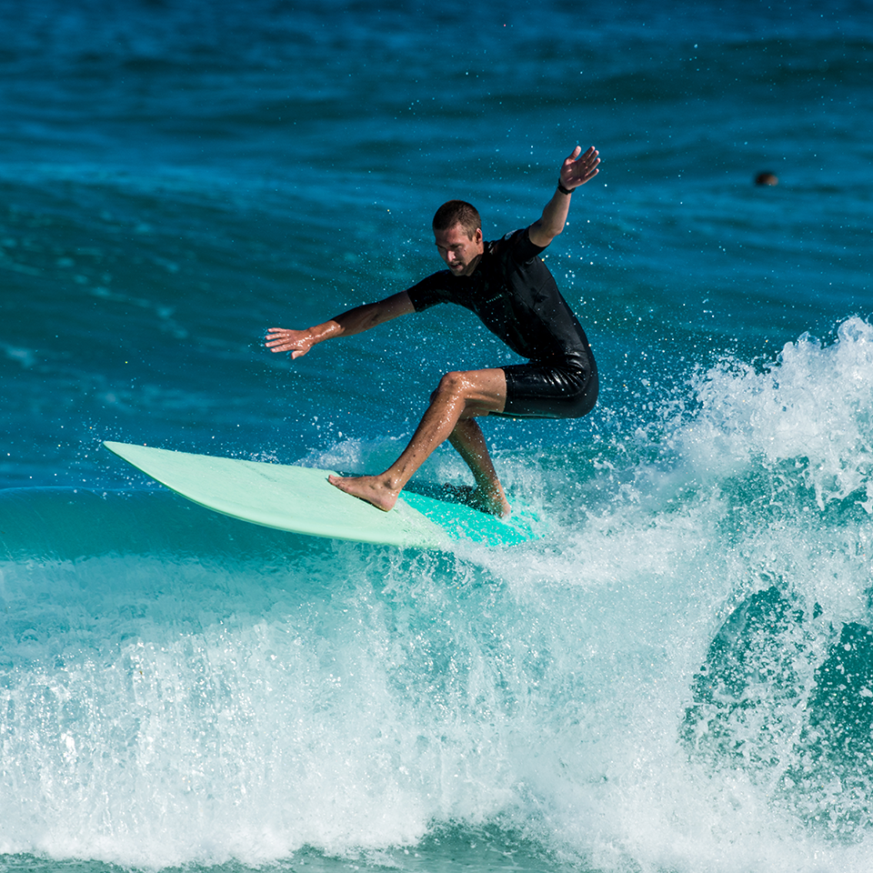 Modern Longboard - 9'6 Retro PU Two Tone Blue