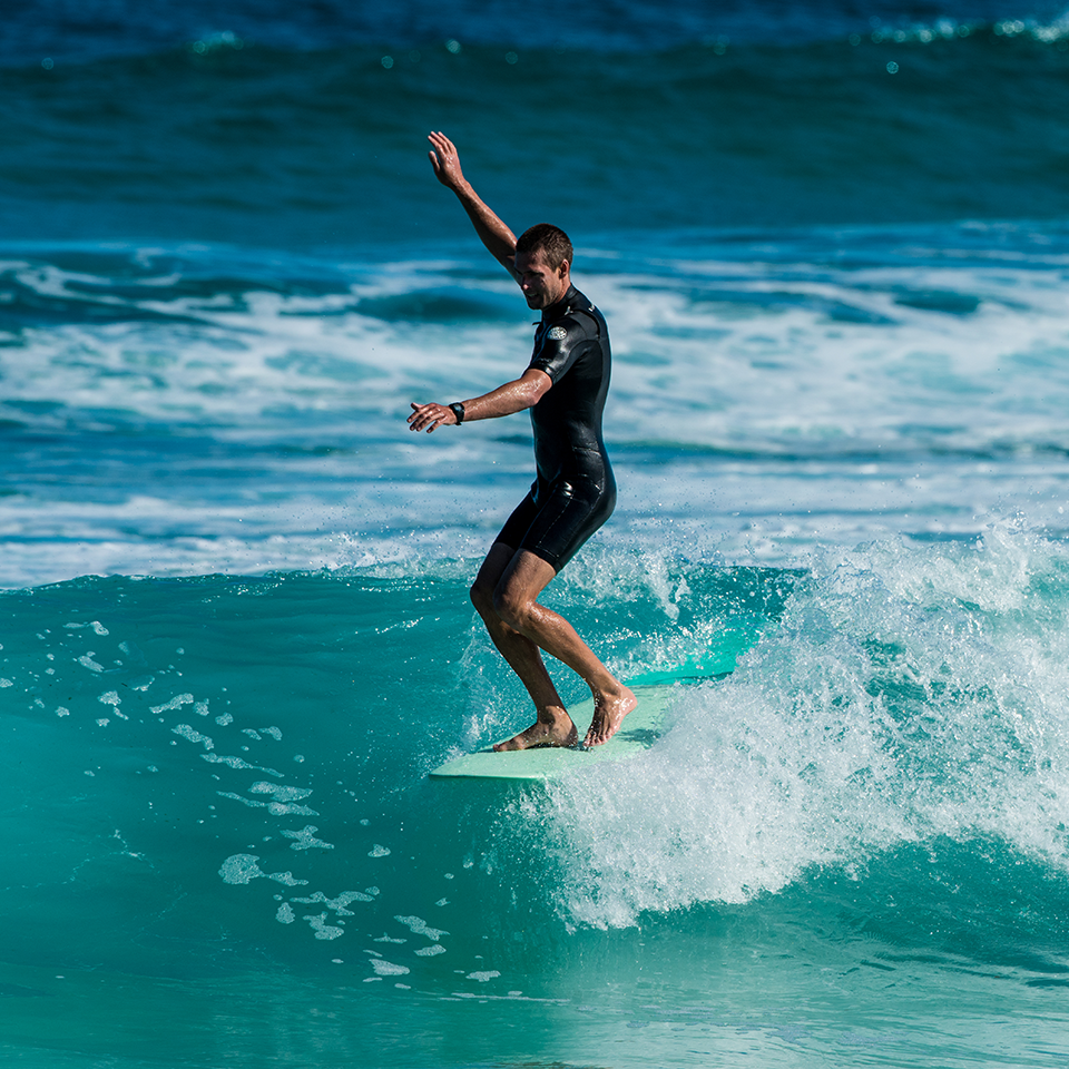 Modern Longboard - 9'6 Retro PU Two Tone Blue