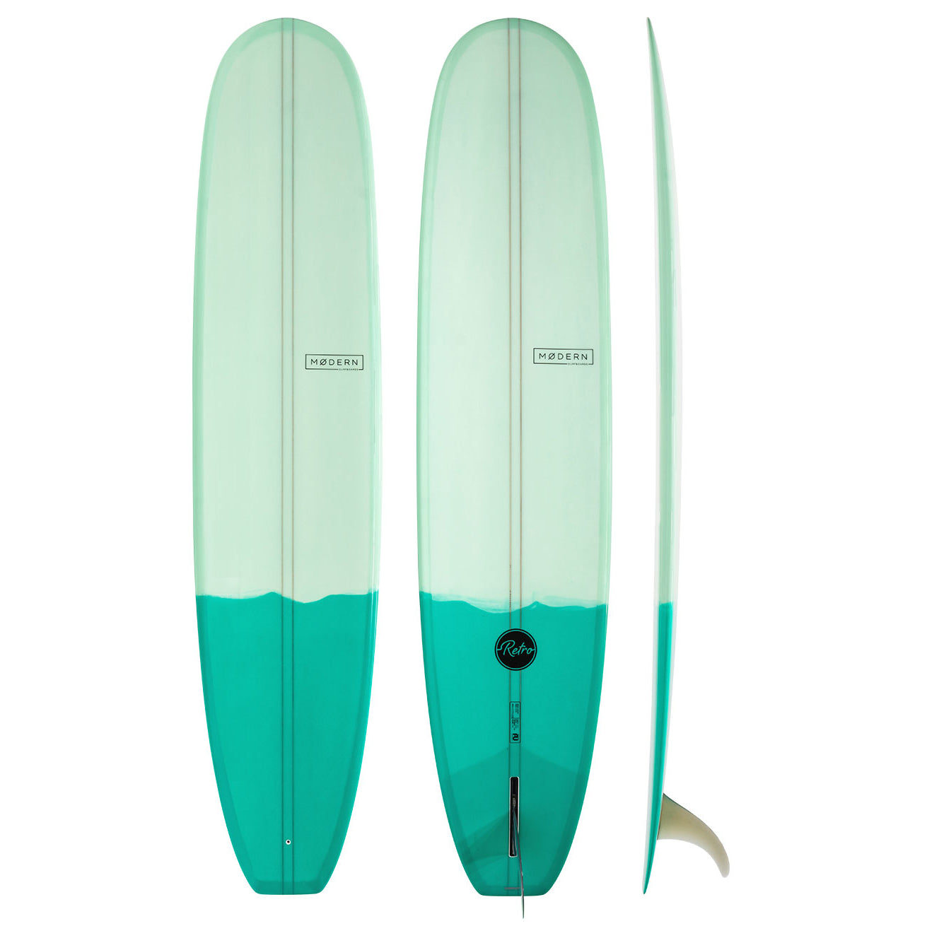 Modern Longboard - 9'6 Retro PU Two Tone Green
