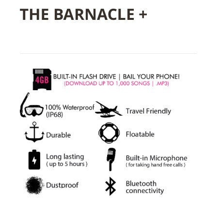 Waterproof electronic gear -  THE  BARNACLE+ (Blue tooth and card) - Surf Ontario