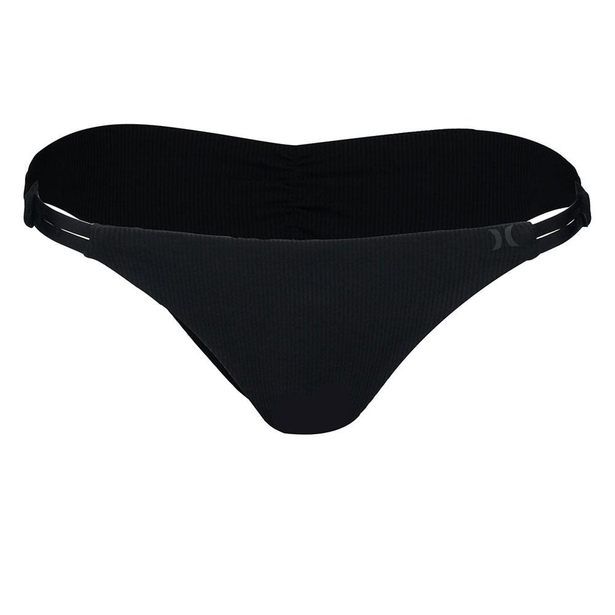 Hurley Women's Quick Dry Cheeky Swim Bottoms - Black (Ribbed)