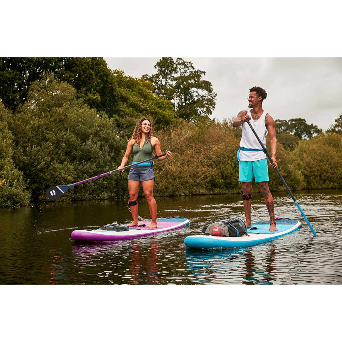 SUP paddles - Red Paddle - Red Hybrid 3pc Cam Lock Paddle Blue