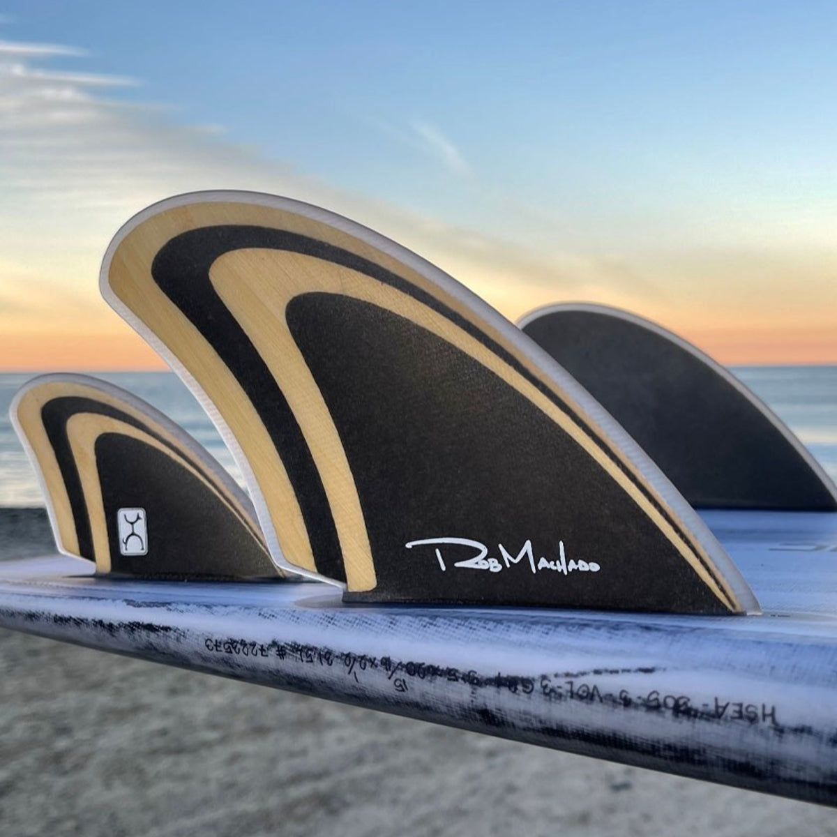 ENDORFINS QUAD - Machado Seaside Quad Fin - Single Tab - Bamboo/Black - single tab  (SCREWS INTO FUTURES FIN BOX)
