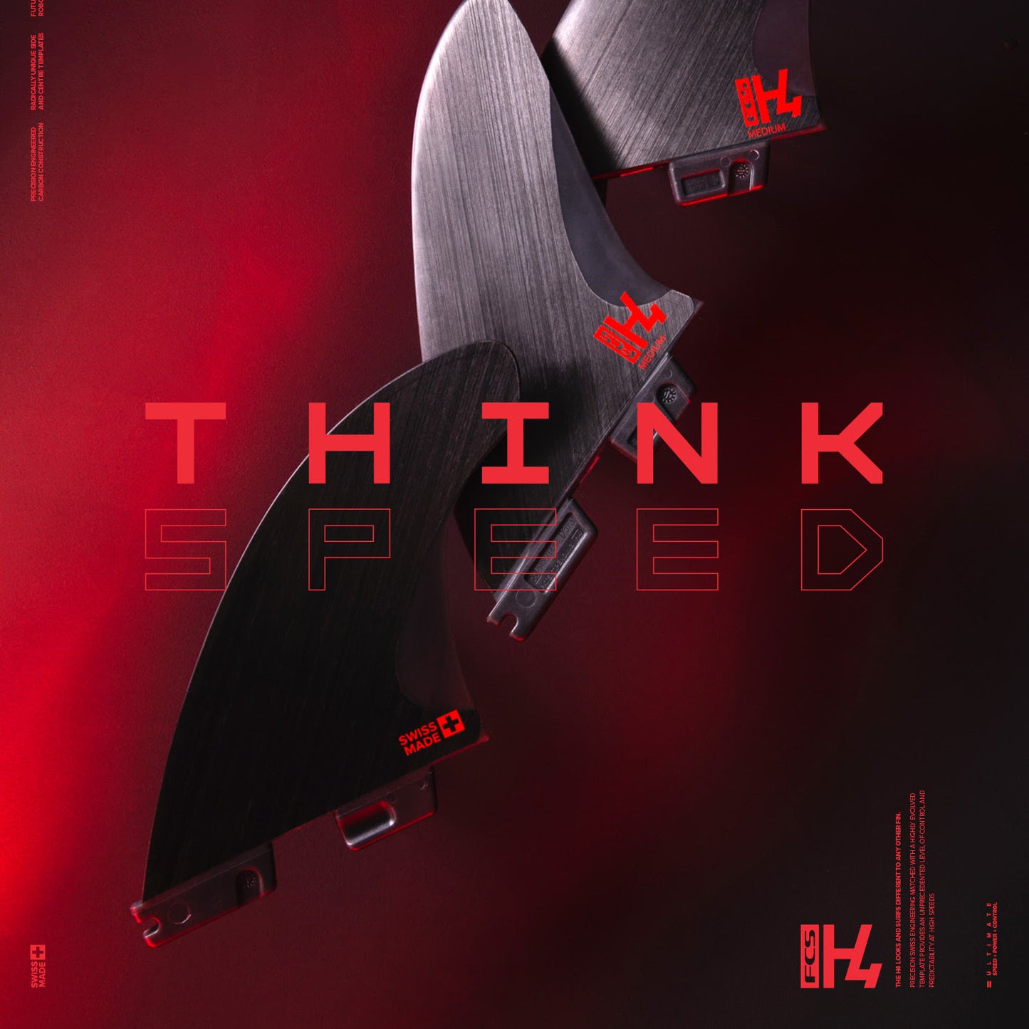 FCS II THRUSTER -  H4 Smoke Tri Fins - Medium