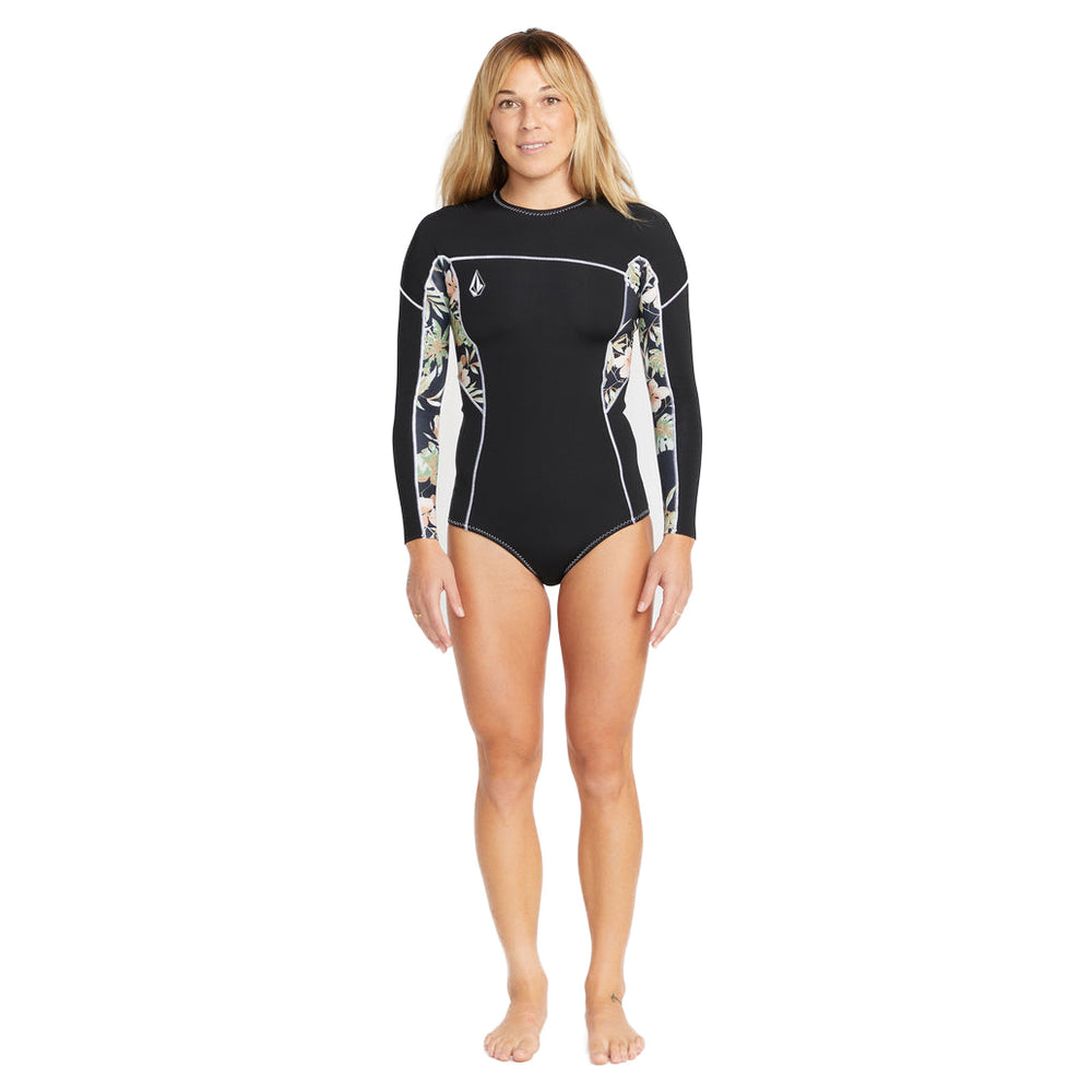 1mm Women's Volcom Modulator Long Sleeve Back Zip Wetsuit Springsuit - Black