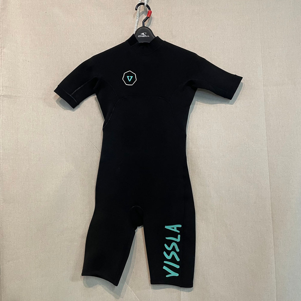 2/2 Youth Vissla Short Sleeve Spring Wetsuit Back Zip - Black - Boys size 12 - USED*