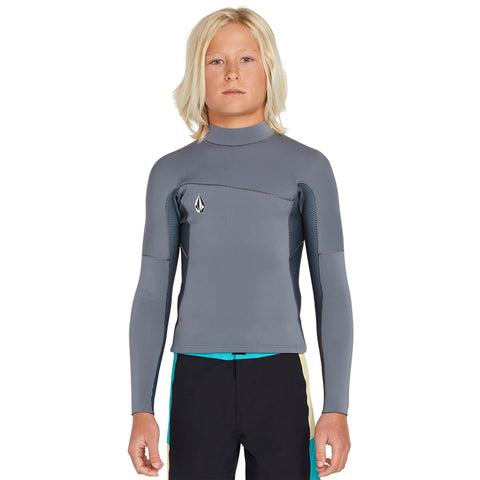 2mm Youth Volcom Modulator Long Sleeve Wetsuit Jacket - Charcoal - Surf Ontario